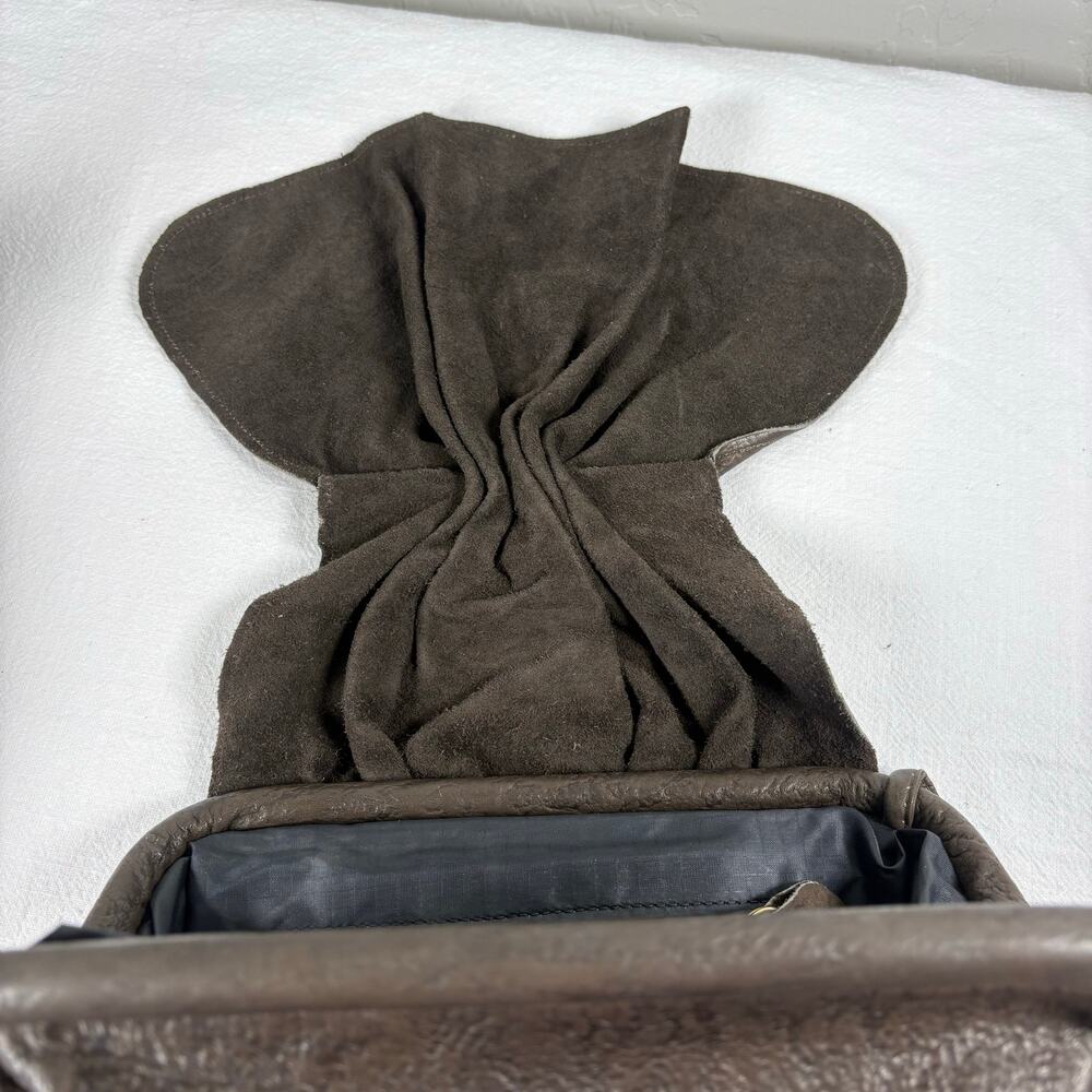 Vintage 1980s Marco Avane Brown Leather Sculptural Frame Shoulder Bag Minimalist - Picture 11 of 11
